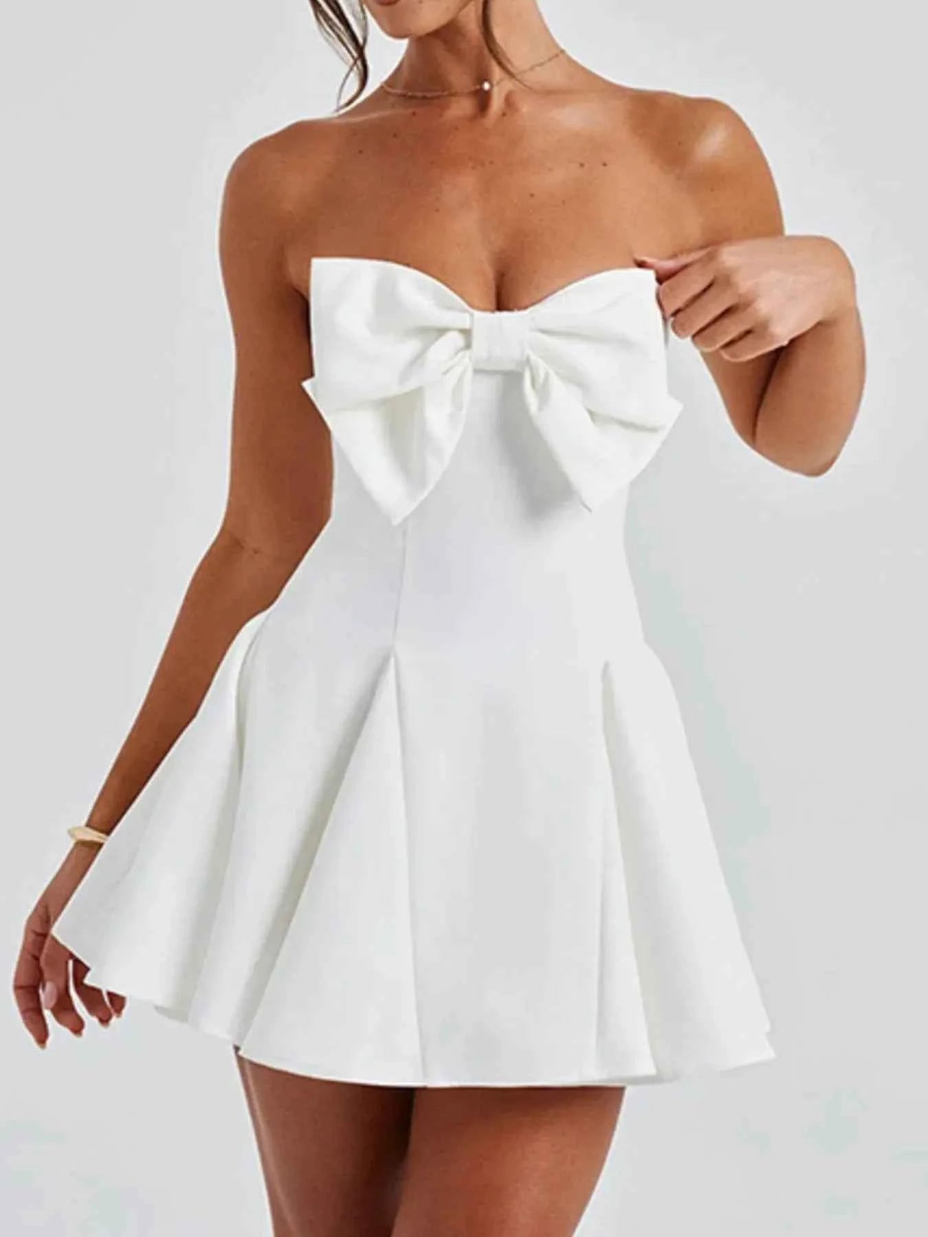 Stylish Bow Tube A-Line : Mini Dress