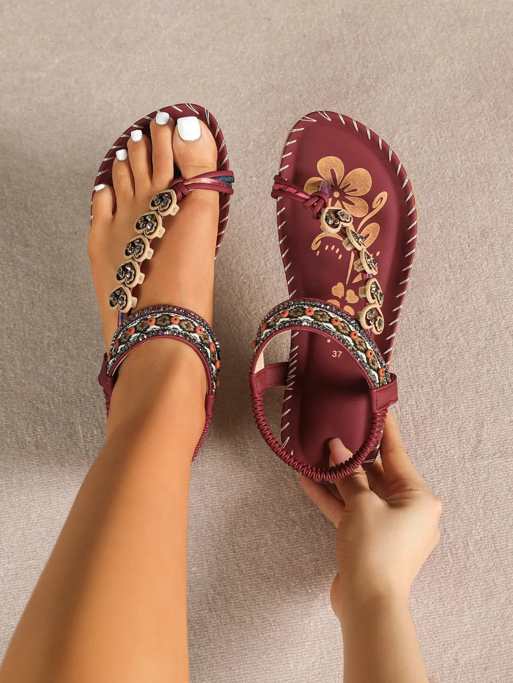 Fashion Western Asian Beaded Diamond Clip On Sandals - ꫀꪶꫀᧁꪖꪀᥴꫀ꠸ᠻꪗ~ 𝔈𝔪𝔟𝔯𝔞𝔠𝔢 𝔈𝔩𝔢𝔤𝔞𝔫𝔠𝔢
