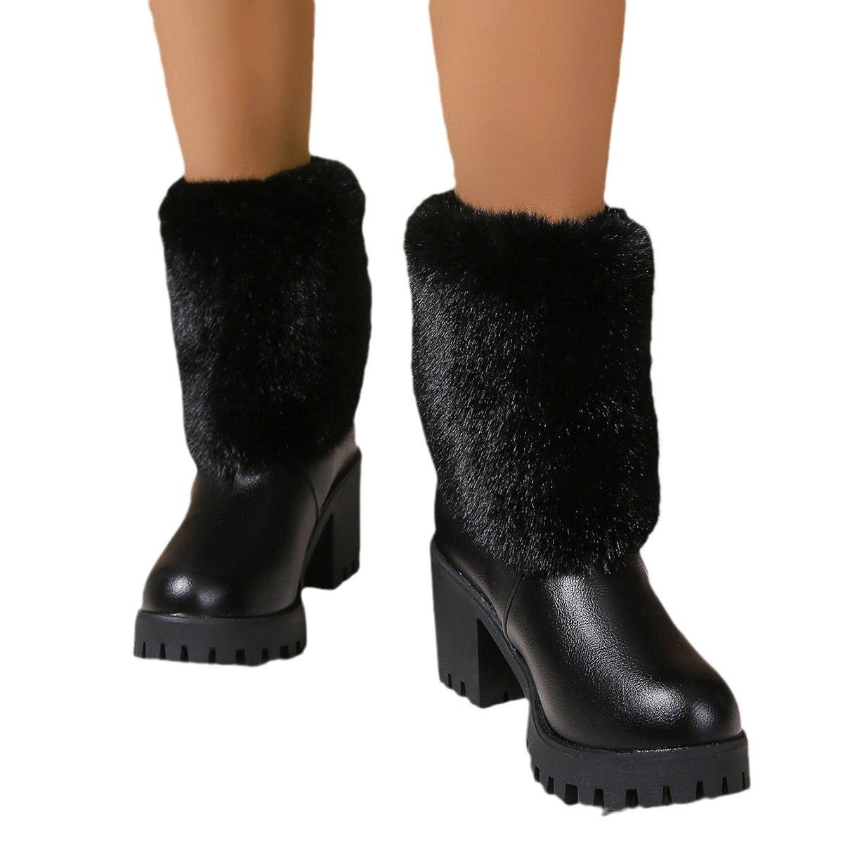 Fashion High Heel Short Boots with Thick Fleece Lining - ꫀꪶꫀᧁꪖꪀᥴꫀ꠸ᠻꪗ~ 𝔈𝔪𝔟𝔯𝔞𝔠𝔢 𝔈𝔩𝔢𝔤𝔞𝔫𝔠𝔢