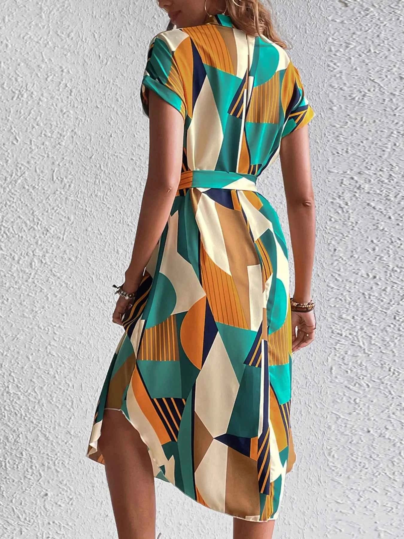 Stylish Tie Waist : Short Sleeve Dress