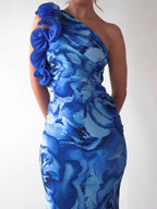 Floral Print One - Shoulder Maxi Dress - ꫀꪶꫀᧁꪖꪀᥴꫀ꠸ᠻꪗ~ 𝔈𝔪𝔟𝔯𝔞𝔠𝔢 𝔈𝔩𝔢𝔤𝔞𝔫𝔠𝔢