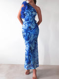 Floral Print One - Shoulder Maxi Dress - ꫀꪶꫀᧁꪖꪀᥴꫀ꠸ᠻꪗ~ 𝔈𝔪𝔟𝔯𝔞𝔠𝔢 𝔈𝔩𝔢𝔤𝔞𝔫𝔠𝔢