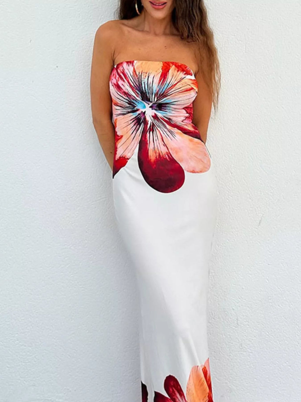 Floral Print Strapless Bodycon Maxi Dress - ꫀꪶꫀᧁꪖꪀᥴꫀ꠸ᠻꪗ~ 𝔈𝔪𝔟𝔯𝔞𝔠𝔢 𝔈𝔩𝔢𝔤𝔞𝔫𝔠𝔢