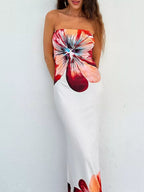 Floral Print Strapless Bodycon Maxi Dress - ꫀꪶꫀᧁꪖꪀᥴꫀ꠸ᠻꪗ~ 𝔈𝔪𝔟𝔯𝔞𝔠𝔢 𝔈𝔩𝔢𝔤𝔞𝔫𝔠𝔢