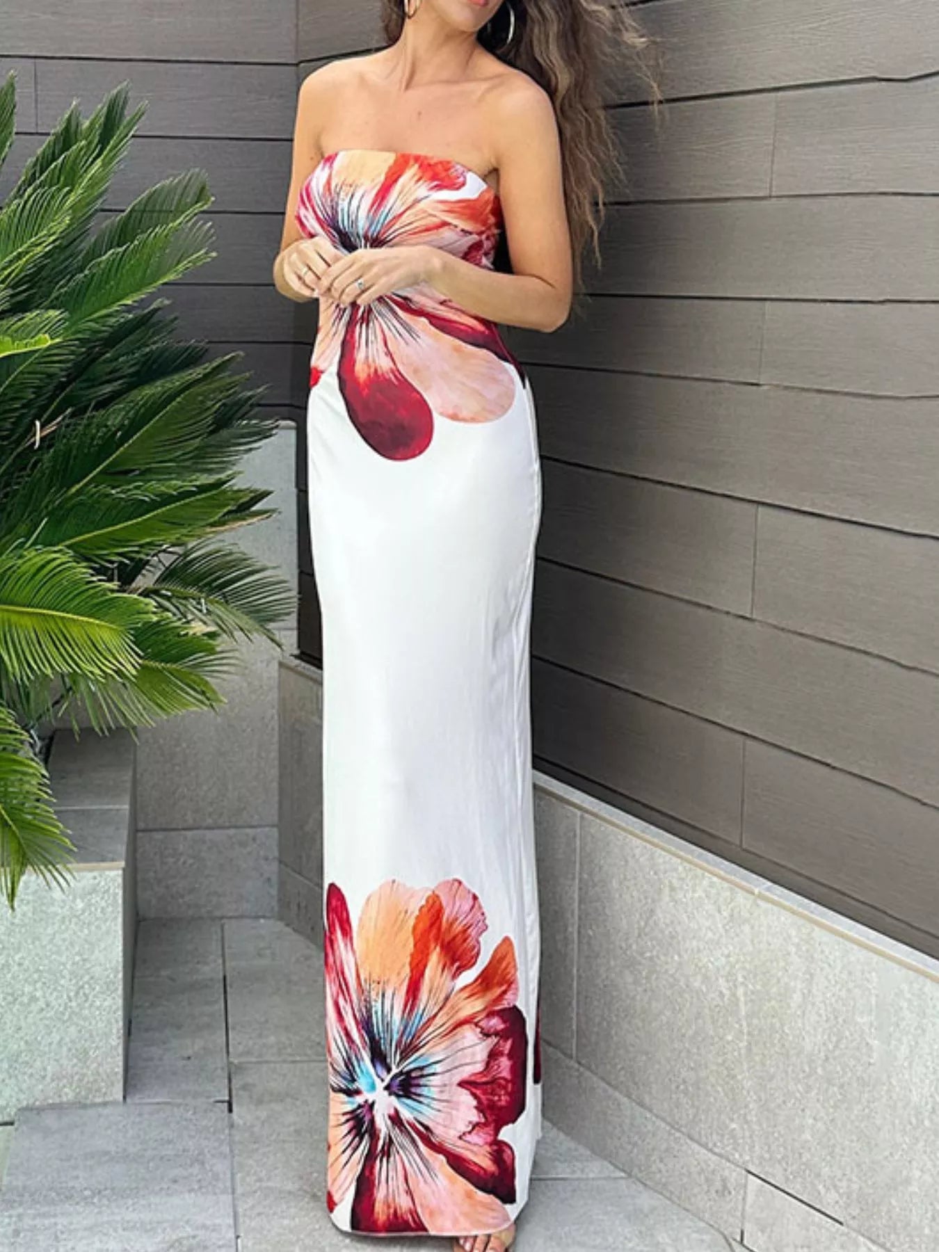 Floral Print Strapless Bodycon Maxi Dress - ꫀꪶꫀᧁꪖꪀᥴꫀ꠸ᠻꪗ~ 𝔈𝔪𝔟𝔯𝔞𝔠𝔢 𝔈𝔩𝔢𝔤𝔞𝔫𝔠𝔢