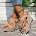 Fringe Peep Toe Wedge Sandals - ꫀꪶꫀᧁꪖꪀᥴꫀ꠸ᠻꪗ~ 𝔈𝔪𝔟𝔯𝔞𝔠𝔢 𝔈𝔩𝔢𝔤𝔞𝔫𝔠𝔢