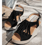 Fringe Peep Toe Wedge Sandals - ꫀꪶꫀᧁꪖꪀᥴꫀ꠸ᠻꪗ~ 𝔈𝔪𝔟𝔯𝔞𝔠𝔢 𝔈𝔩𝔢𝔤𝔞𝔫𝔠𝔢