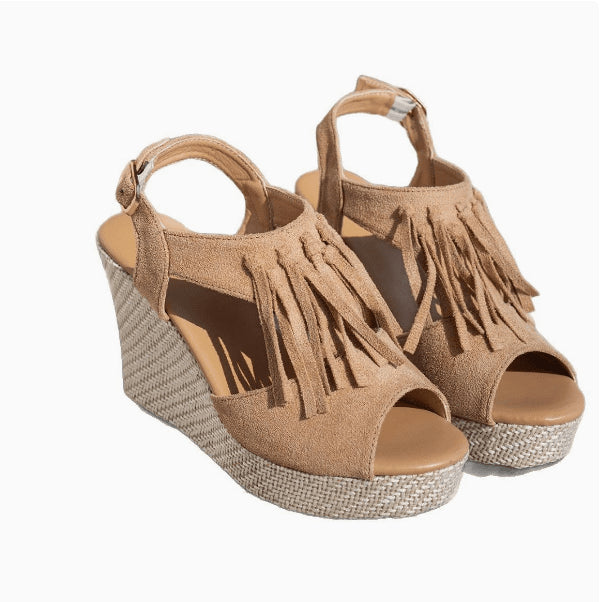 Fringe Peep Toe Wedge Sandals - ꫀꪶꫀᧁꪖꪀᥴꫀ꠸ᠻꪗ~ 𝔈𝔪𝔟𝔯𝔞𝔠𝔢 𝔈𝔩𝔢𝔤𝔞𝔫𝔠𝔢