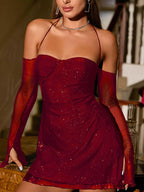 Glitter Mini Dress with Sleeves - ꫀꪶꫀᧁꪖꪀᥴꫀ꠸ᠻꪗ~ 𝔈𝔪𝔟𝔯𝔞𝔠𝔢 𝔈𝔩𝔢𝔤𝔞𝔫𝔠𝔢