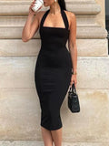 Halter Neck Bodycon Midi Dress - ꫀꪶꫀᧁꪖꪀᥴꫀ꠸ᠻꪗ~ 𝔈𝔪𝔟𝔯𝔞𝔠𝔢 𝔈𝔩𝔢𝔤𝔞𝔫𝔠𝔢
