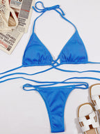 Stylish Halter Neck Crisscross Ribbed Bikini Set - ꫀꪶꫀᧁꪖꪀᥴꫀ꠸ᠻꪗ~ 𝔈𝔪𝔟𝔯𝔞𝔠𝔢 𝔈𝔩𝔢𝔤𝔞𝔫𝔠𝔢