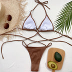 Stylish Halter Neck Crisscross Ribbed Bikini Set - ꫀꪶꫀᧁꪖꪀᥴꫀ꠸ᠻꪗ~ 𝔈𝔪𝔟𝔯𝔞𝔠𝔢 𝔈𝔩𝔢𝔤𝔞𝔫𝔠𝔢