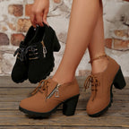 Fashionable Lace-Up Block Heel Pumps - ꫀꪶꫀᧁꪖꪀᥴꫀ꠸ᠻꪗ~ 𝔈𝔪𝔟𝔯𝔞𝔠𝔢 𝔈𝔩𝔢𝔤𝔞𝔫𝔠𝔢