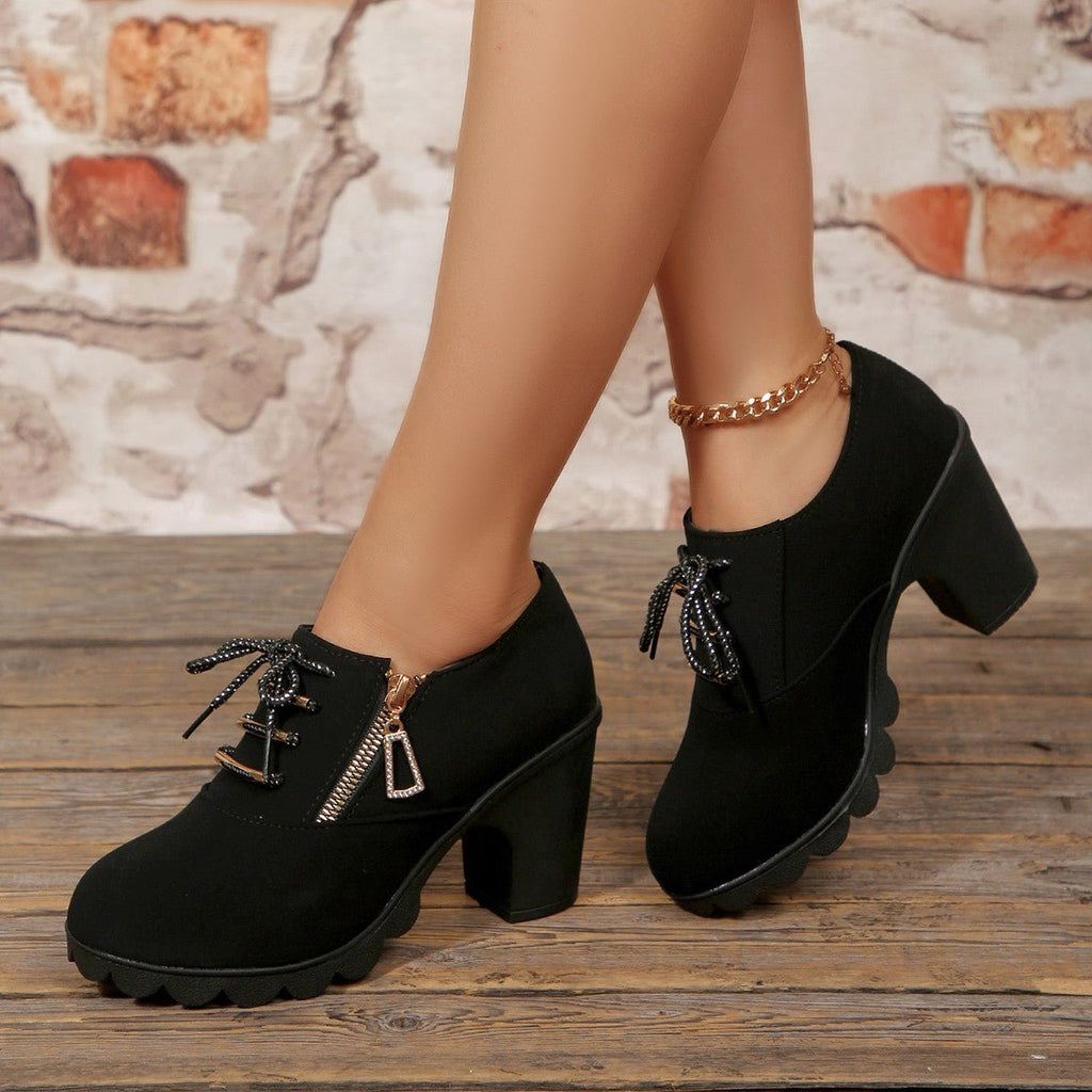 Fashionable Lace-Up Block Heel Pumps - ꫀꪶꫀᧁꪖꪀᥴꫀ꠸ᠻꪗ~ 𝔈𝔪𝔟𝔯𝔞𝔠𝔢 𝔈𝔩𝔢𝔤𝔞𝔫𝔠𝔢