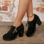 Fashionable Lace-Up Block Heel Pumps - ꫀꪶꫀᧁꪖꪀᥴꫀ꠸ᠻꪗ~ 𝔈𝔪𝔟𝔯𝔞𝔠𝔢 𝔈𝔩𝔢𝔤𝔞𝔫𝔠𝔢