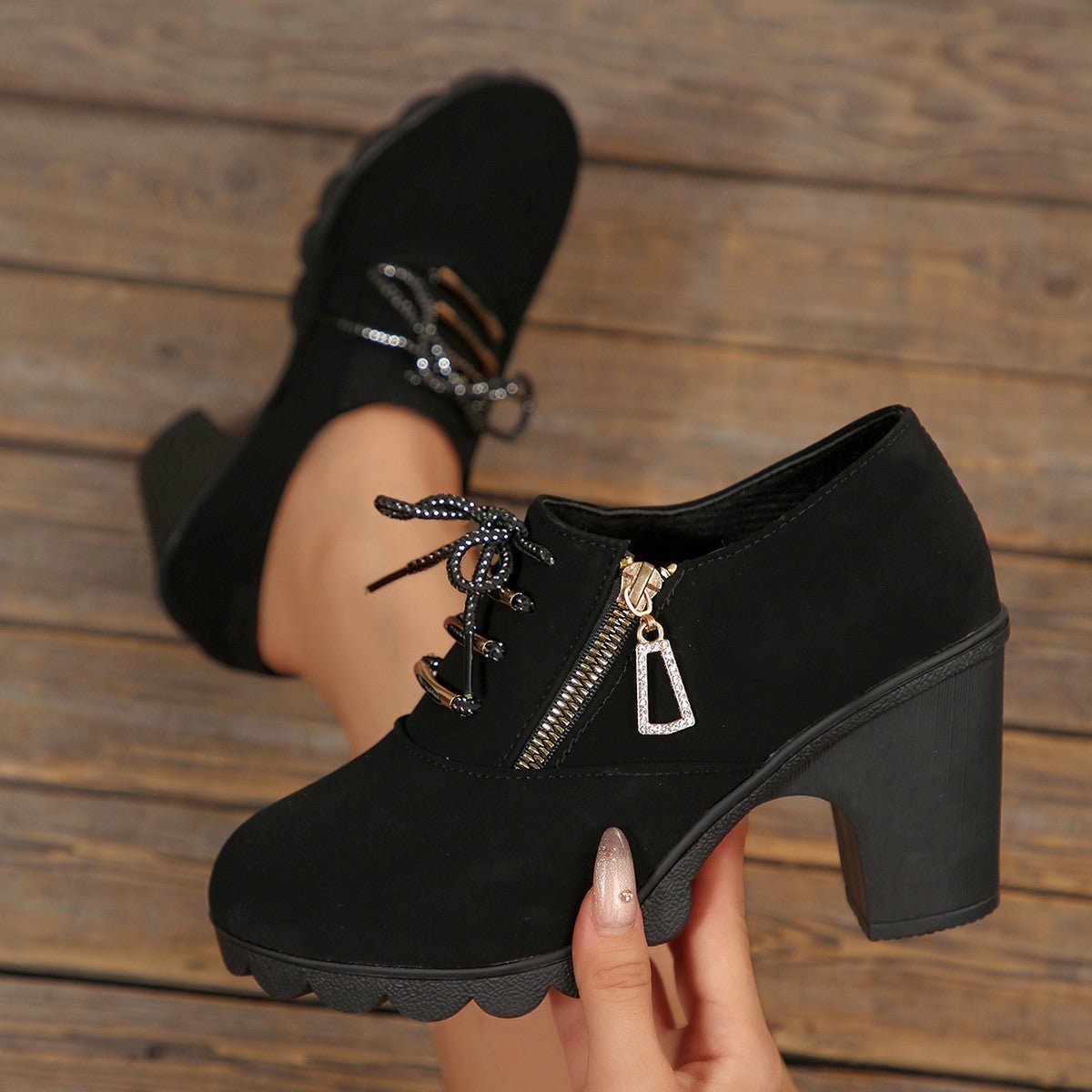 Fashionable Lace-Up Block Heel Pumps - ꫀꪶꫀᧁꪖꪀᥴꫀ꠸ᠻꪗ~ 𝔈𝔪𝔟𝔯𝔞𝔠𝔢 𝔈𝔩𝔢𝔤𝔞𝔫𝔠𝔢