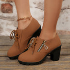 Fashionable Lace-Up Block Heel Pumps - ꫀꪶꫀᧁꪖꪀᥴꫀ꠸ᠻꪗ~ 𝔈𝔪𝔟𝔯𝔞𝔠𝔢 𝔈𝔩𝔢𝔤𝔞𝔫𝔠𝔢