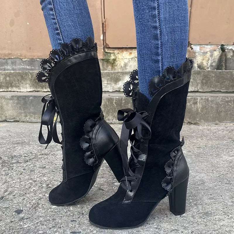 Stylish Fashion Lace Up Heels Boots - ꫀꪶꫀᧁꪖꪀᥴꫀ꠸ᠻꪗ~ 𝔈𝔪𝔟𝔯𝔞𝔠𝔢 𝔈𝔩𝔢𝔤𝔞𝔫𝔠𝔢