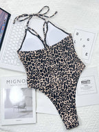 Leopard Cutout Halter Neck One - Piece Swimwear - ꫀꪶꫀᧁꪖꪀᥴꫀ꠸ᠻꪗ~ 𝔈𝔪𝔟𝔯𝔞𝔠𝔢 𝔈𝔩𝔢𝔤𝔞𝔫𝔠𝔢