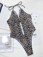 Leopard Cutout Halter Neck One - Piece Swimwear - ꫀꪶꫀᧁꪖꪀᥴꫀ꠸ᠻꪗ~ 𝔈𝔪𝔟𝔯𝔞𝔠𝔢 𝔈𝔩𝔢𝔤𝔞𝔫𝔠𝔢