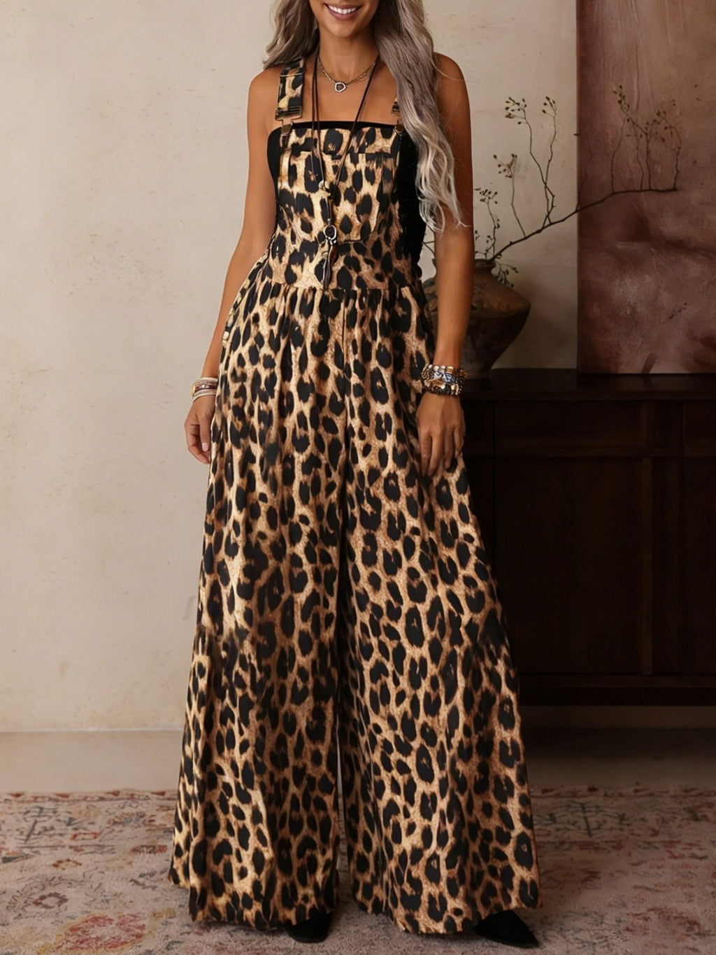 Stylish Leopard Print Wide Leg Overalls Jumpsuits - ꫀꪶꫀᧁꪖꪀᥴꫀ꠸ᠻꪗ~ 𝔈𝔪𝔟𝔯𝔞𝔠𝔢 𝔈𝔩𝔢𝔤𝔞𝔫𝔠𝔢