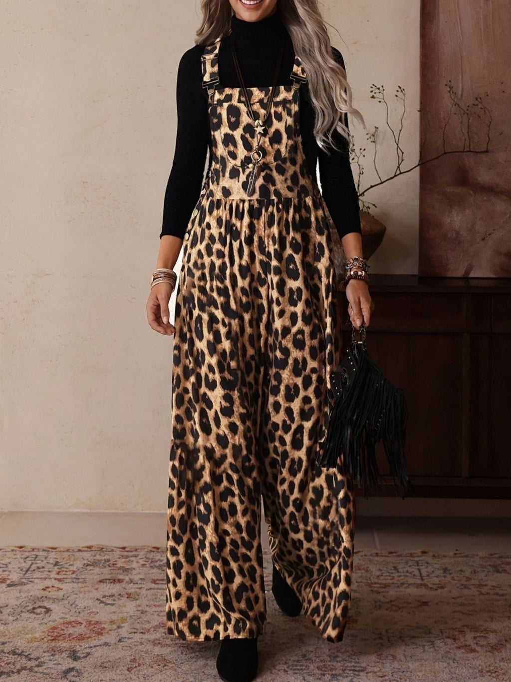 Stylish Leopard Print Wide Leg Overalls Jumpsuits - ꫀꪶꫀᧁꪖꪀᥴꫀ꠸ᠻꪗ~ 𝔈𝔪𝔟𝔯𝔞𝔠𝔢 𝔈𝔩𝔢𝔤𝔞𝔫𝔠𝔢