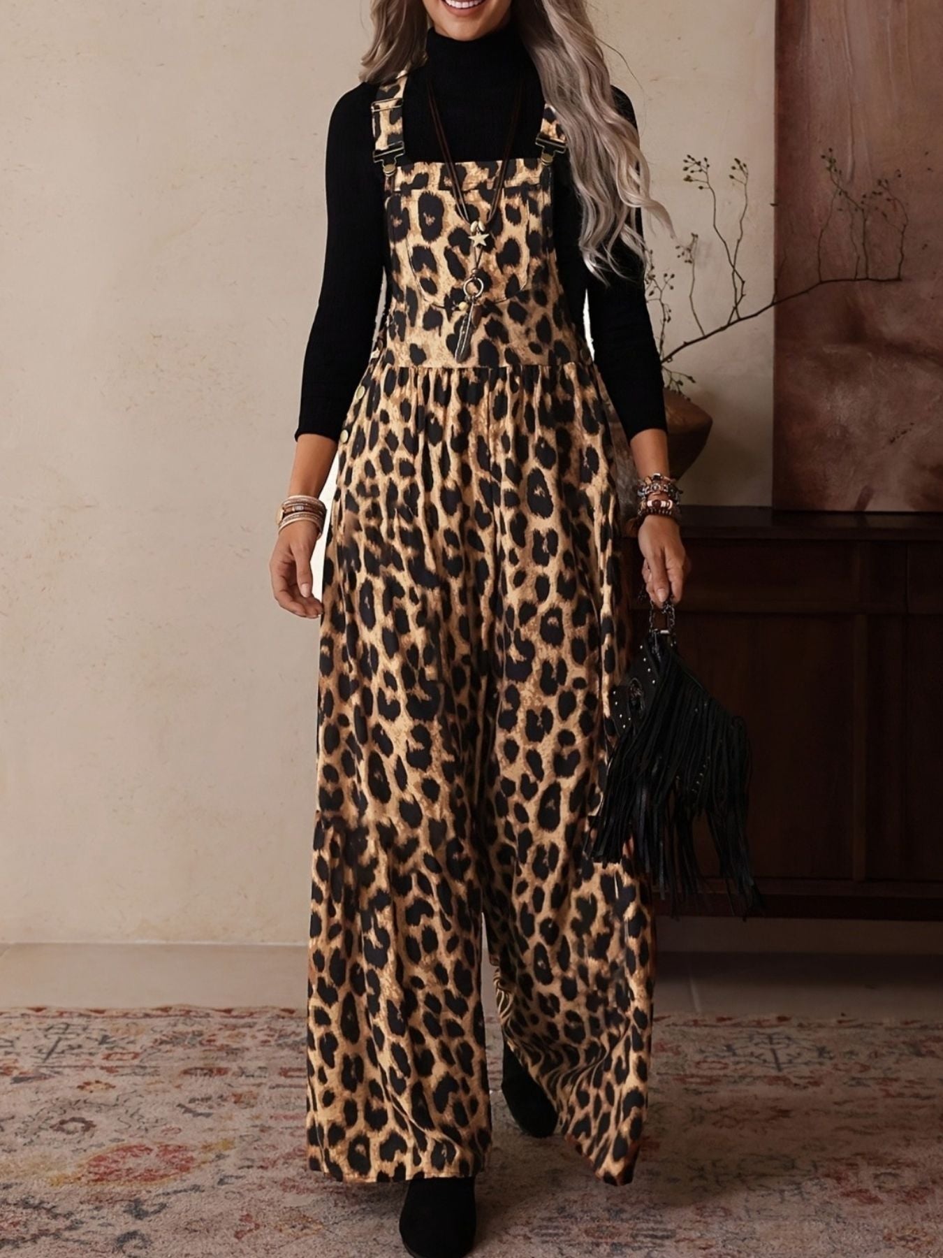 Stylish Leopard Print Wide Leg Overalls Jumpsuits - ꫀꪶꫀᧁꪖꪀᥴꫀ꠸ᠻꪗ~ 𝔈𝔪𝔟𝔯𝔞𝔠𝔢 𝔈𝔩𝔢𝔤𝔞𝔫𝔠𝔢