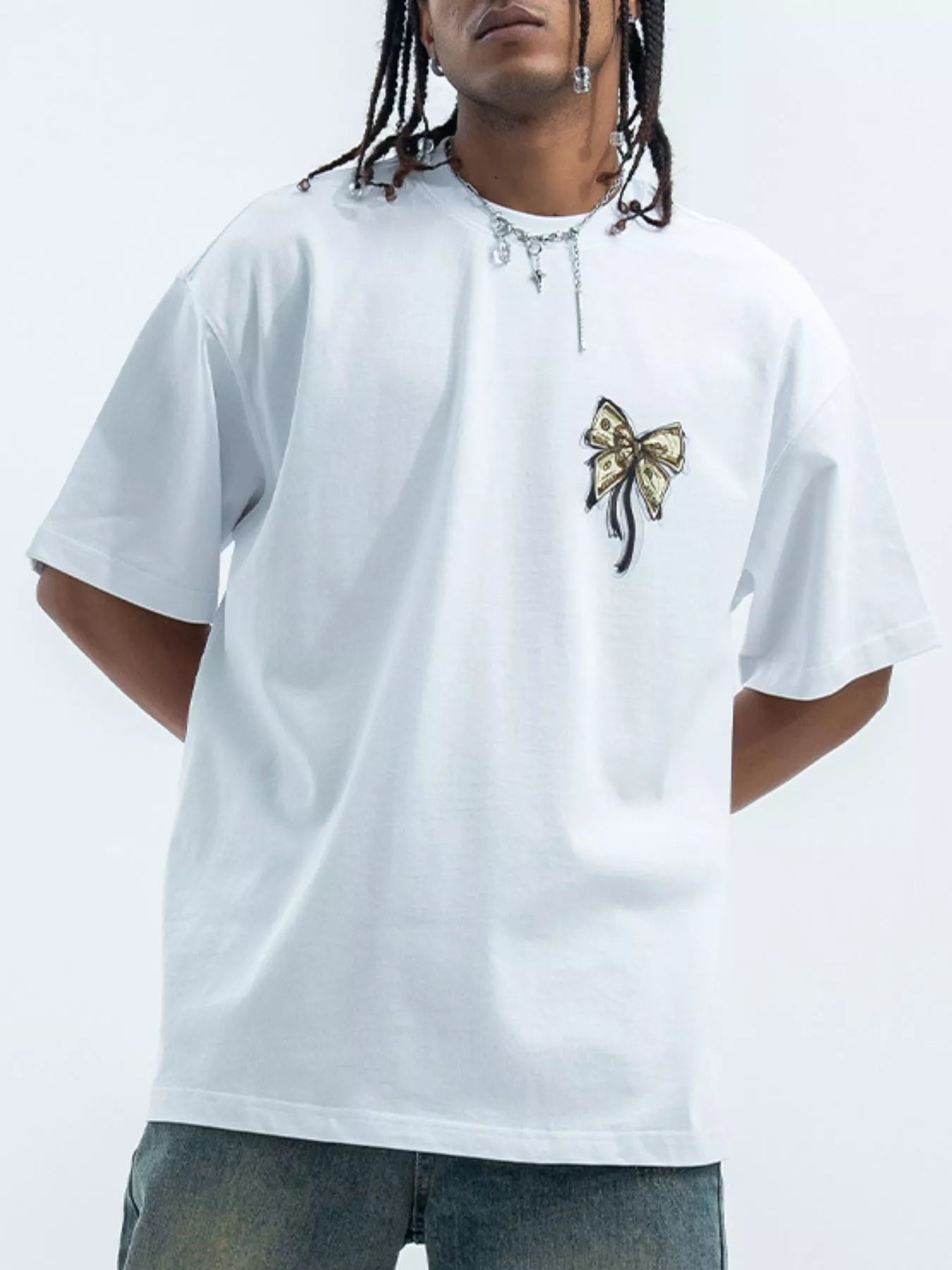Men's Bow Graphic Oversized T-Shirt - ꫀꪶꫀᧁꪖꪀᥴꫀ꠸ᠻꪗ~ 𝔈𝔪𝔟𝔯𝔞𝔠𝔢 𝔈𝔩𝔢𝔤𝔞𝔫𝔠𝔢