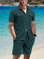 Men's Button Down Plaid Top and Shorts Set - ꫀꪶꫀᧁꪖꪀᥴꫀ꠸ᠻꪗ~ 𝔈𝔪𝔟𝔯𝔞𝔠𝔢 𝔈𝔩𝔢𝔤𝔞𝔫𝔠𝔢