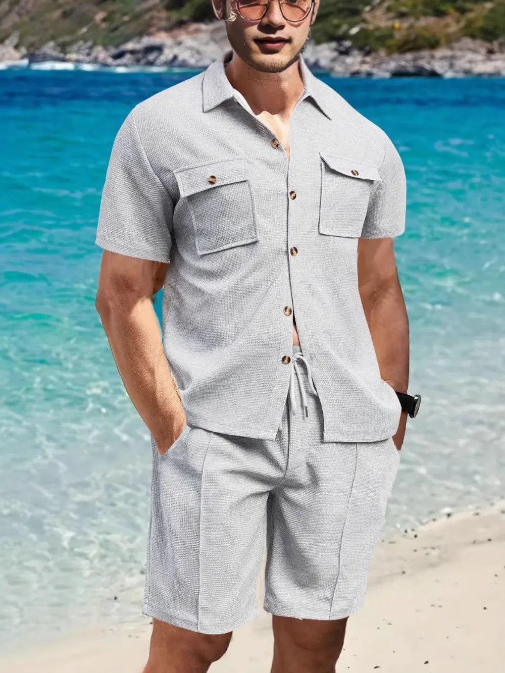 Men's Button Down Plaid Top and Shorts Set - ꫀꪶꫀᧁꪖꪀᥴꫀ꠸ᠻꪗ~ 𝔈𝔪𝔟𝔯𝔞𝔠𝔢 𝔈𝔩𝔢𝔤𝔞𝔫𝔠𝔢