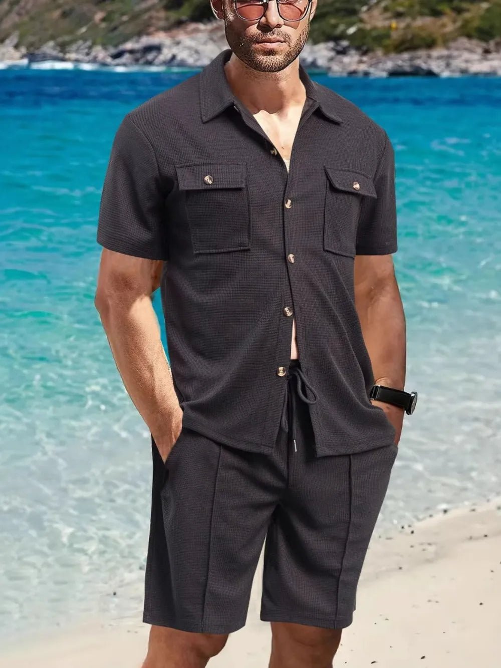 Men's Button Down Plaid Top and Shorts Set - ꫀꪶꫀᧁꪖꪀᥴꫀ꠸ᠻꪗ~ 𝔈𝔪𝔟𝔯𝔞𝔠𝔢 𝔈𝔩𝔢𝔤𝔞𝔫𝔠𝔢