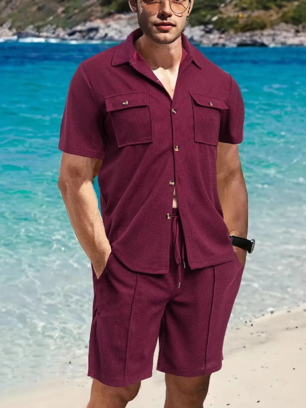 Men's Button Down Plaid Top and Shorts Set - ꫀꪶꫀᧁꪖꪀᥴꫀ꠸ᠻꪗ~ 𝔈𝔪𝔟𝔯𝔞𝔠𝔢 𝔈𝔩𝔢𝔤𝔞𝔫𝔠𝔢