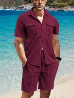 Men's Button Down Plaid Top and Shorts Set - ꫀꪶꫀᧁꪖꪀᥴꫀ꠸ᠻꪗ~ 𝔈𝔪𝔟𝔯𝔞𝔠𝔢 𝔈𝔩𝔢𝔤𝔞𝔫𝔠𝔢