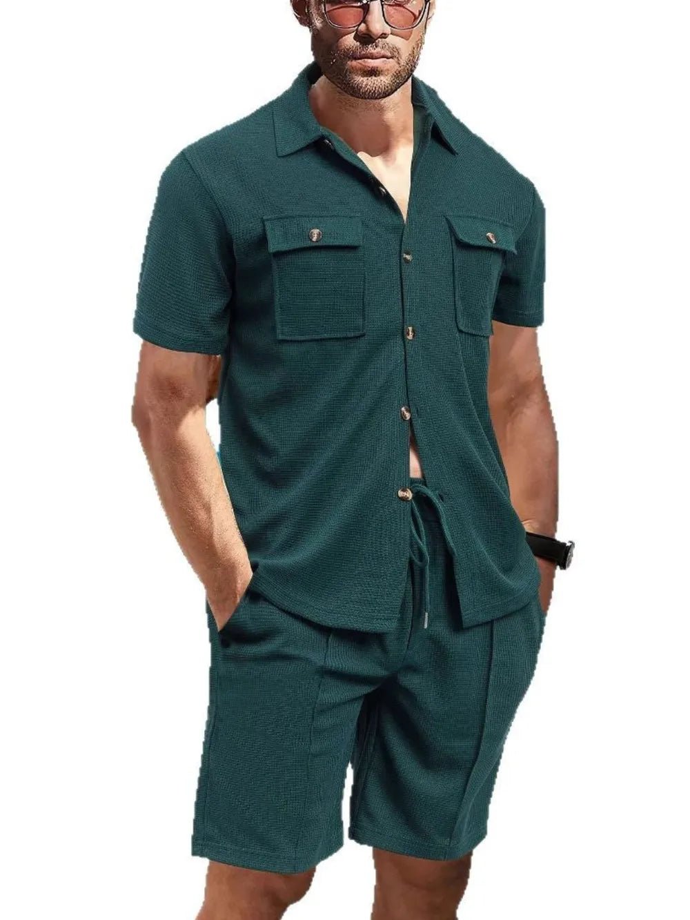 Men's Button Down Plaid Top and Shorts Set - ꫀꪶꫀᧁꪖꪀᥴꫀ꠸ᠻꪗ~ 𝔈𝔪𝔟𝔯𝔞𝔠𝔢 𝔈𝔩𝔢𝔤𝔞𝔫𝔠𝔢