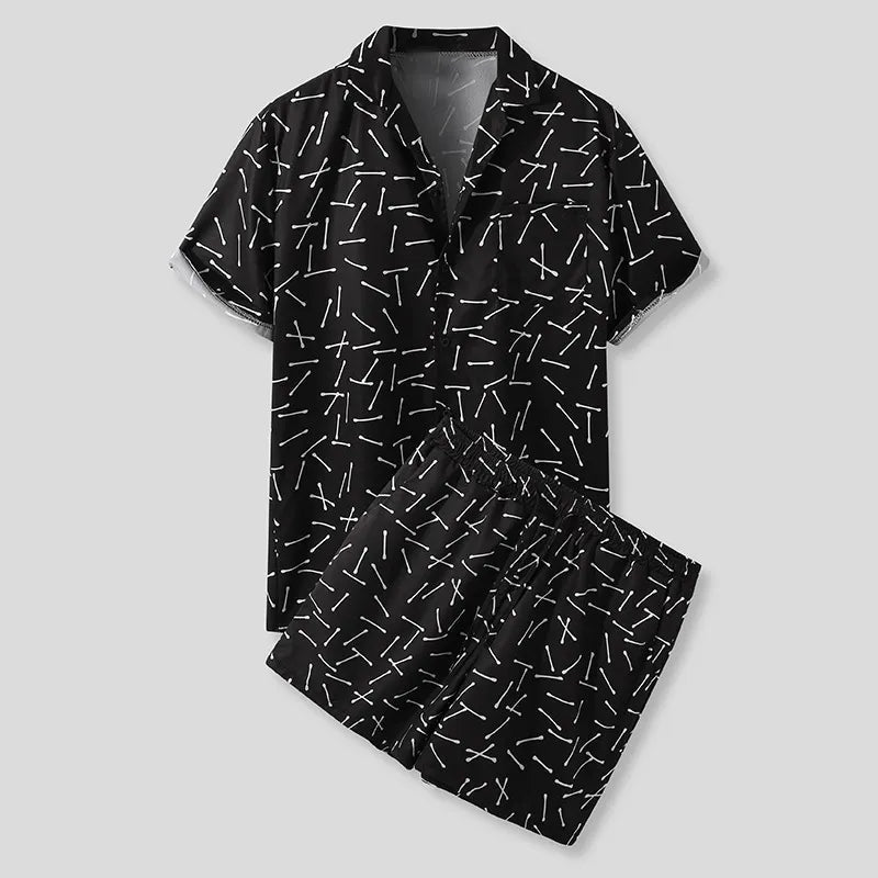 Men's Full Size Button Up Shirt and Shorts Set - ꫀꪶꫀᧁꪖꪀᥴꫀ꠸ᠻꪗ~ 𝔈𝔪𝔟𝔯𝔞𝔠𝔢 𝔈𝔩𝔢𝔤𝔞𝔫𝔠𝔢
