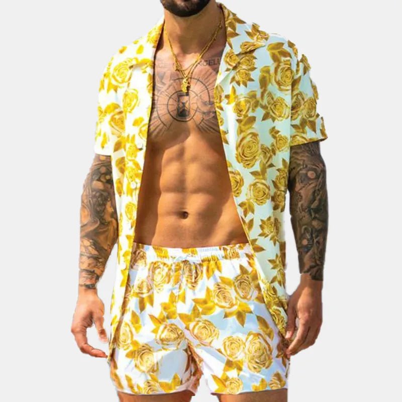 Men's Full Size Button Up Shirt and Shorts Set - ꫀꪶꫀᧁꪖꪀᥴꫀ꠸ᠻꪗ~ 𝔈𝔪𝔟𝔯𝔞𝔠𝔢 𝔈𝔩𝔢𝔤𝔞𝔫𝔠𝔢