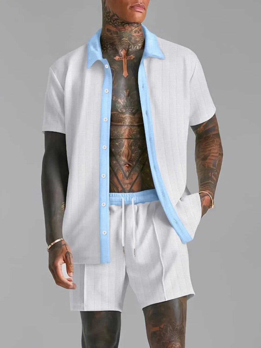 Men’s Fashionable Short Sleeve Top and Shorts Set - ꫀꪶꫀᧁꪖꪀᥴꫀ꠸ᠻꪗ~ 𝔈𝔪𝔟𝔯𝔞𝔠𝔢 𝔈𝔩𝔢𝔤𝔞𝔫𝔠𝔢