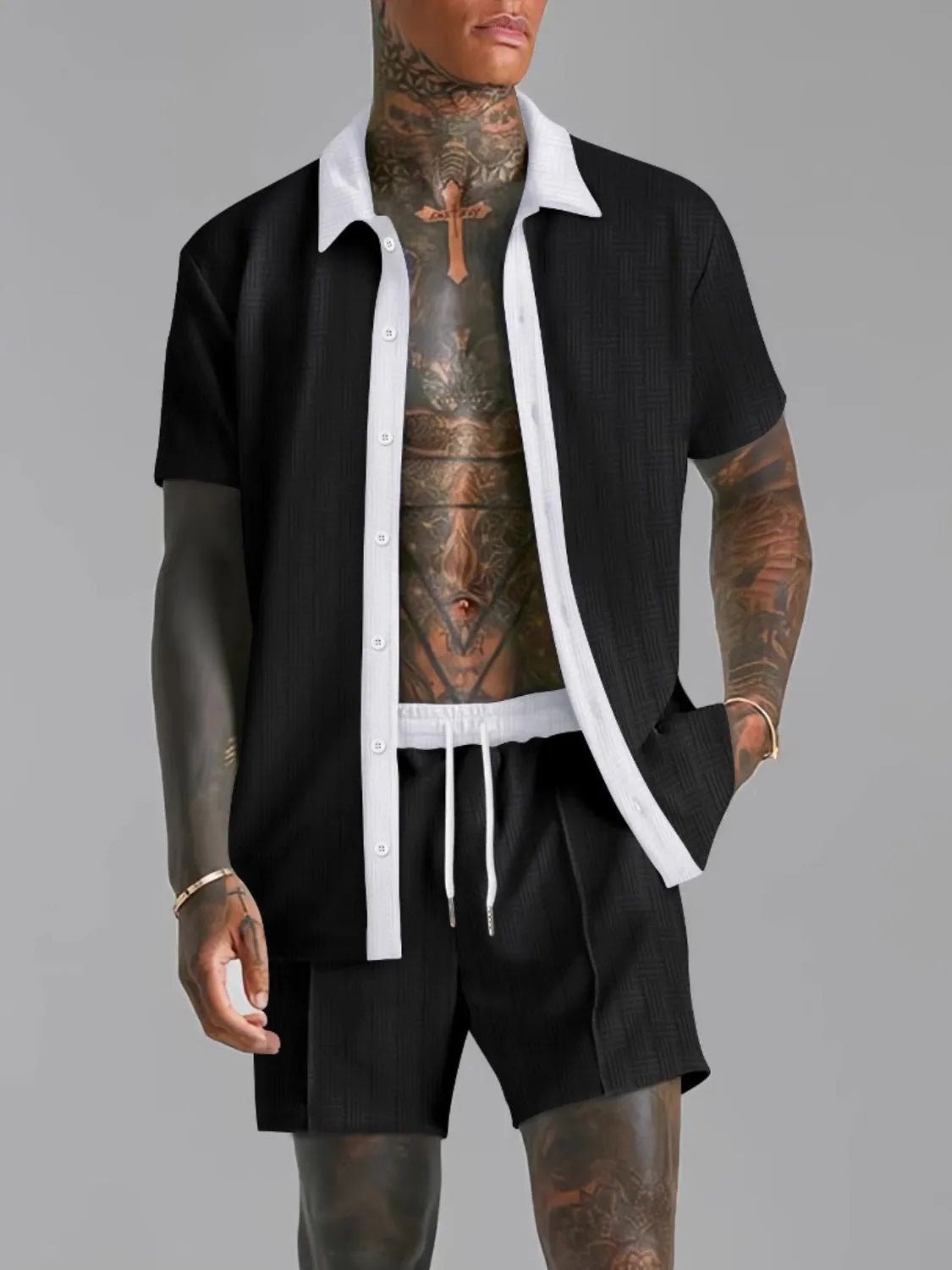 Men’s Fashionable Short Sleeve Top and Shorts Set - ꫀꪶꫀᧁꪖꪀᥴꫀ꠸ᠻꪗ~ 𝔈𝔪𝔟𝔯𝔞𝔠𝔢 𝔈𝔩𝔢𝔤𝔞𝔫𝔠𝔢