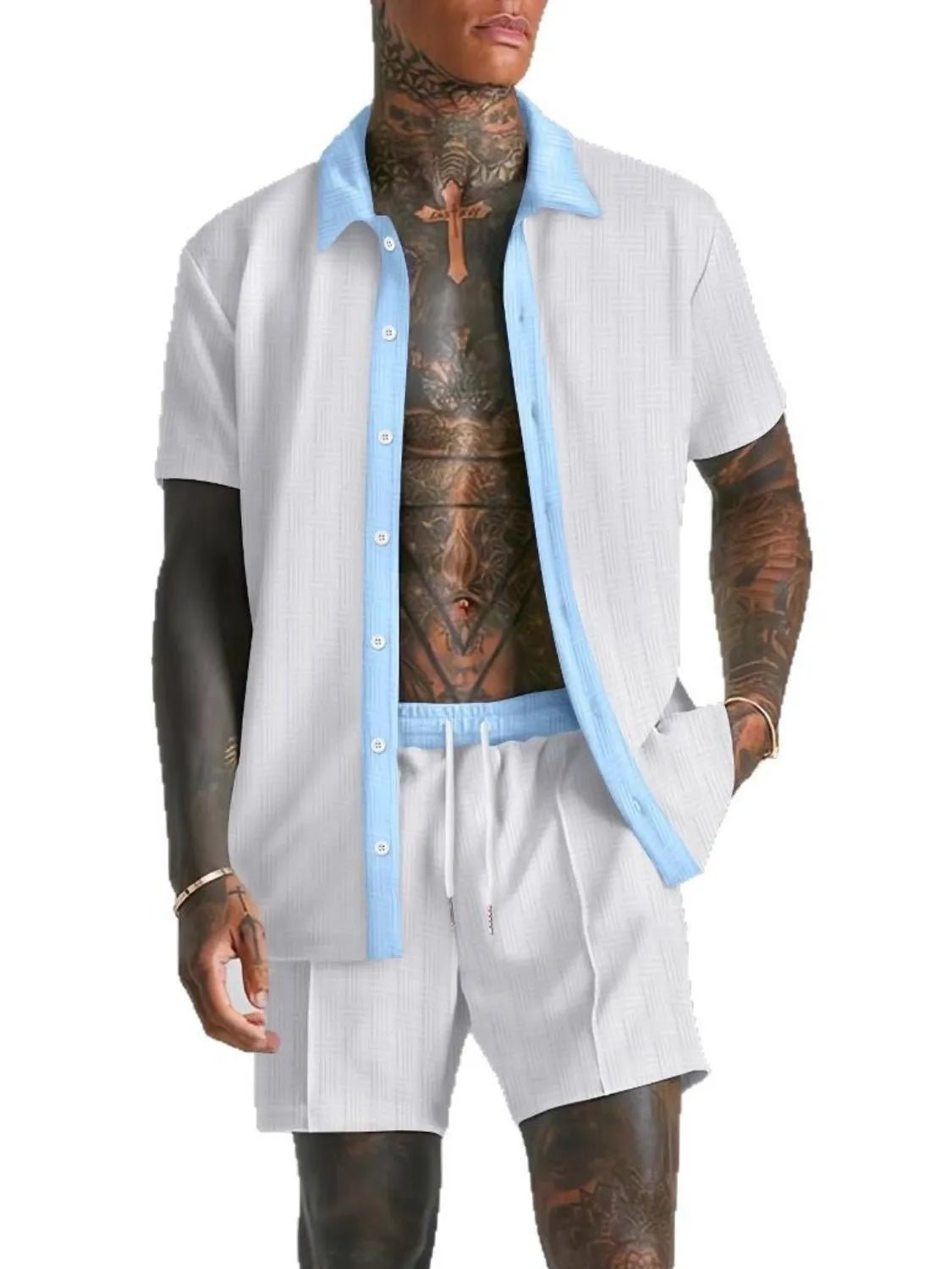 Men’s Fashionable Short Sleeve Top and Shorts Set - ꫀꪶꫀᧁꪖꪀᥴꫀ꠸ᠻꪗ~ 𝔈𝔪𝔟𝔯𝔞𝔠𝔢 𝔈𝔩𝔢𝔤𝔞𝔫𝔠𝔢