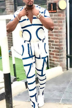 Men's Full Size Geo Print Short Sleeve Top and Pants Set Plus Size - ꫀꪶꫀᧁꪖꪀᥴꫀ꠸ᠻꪗ~ 𝔈𝔪𝔟𝔯𝔞𝔠𝔢 𝔈𝔩𝔢𝔤𝔞𝔫𝔠𝔢