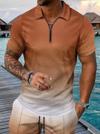 Men's Full Size Gradient Collared Top and Shorts Set - ꫀꪶꫀᧁꪖꪀᥴꫀ꠸ᠻꪗ~ 𝔈𝔪𝔟𝔯𝔞𝔠𝔢 𝔈𝔩𝔢𝔤𝔞𝔫𝔠𝔢