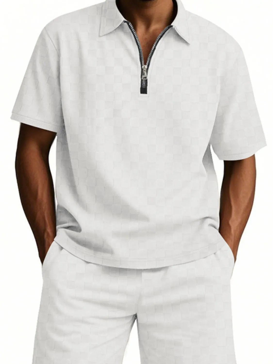 Men's Full Size Quarter Zip Short Sleeve Top and Shorts Set - ꫀꪶꫀᧁꪖꪀᥴꫀ꠸ᠻꪗ~ 𝔈𝔪𝔟𝔯𝔞𝔠𝔢 𝔈𝔩𝔢𝔤𝔞𝔫𝔠𝔢