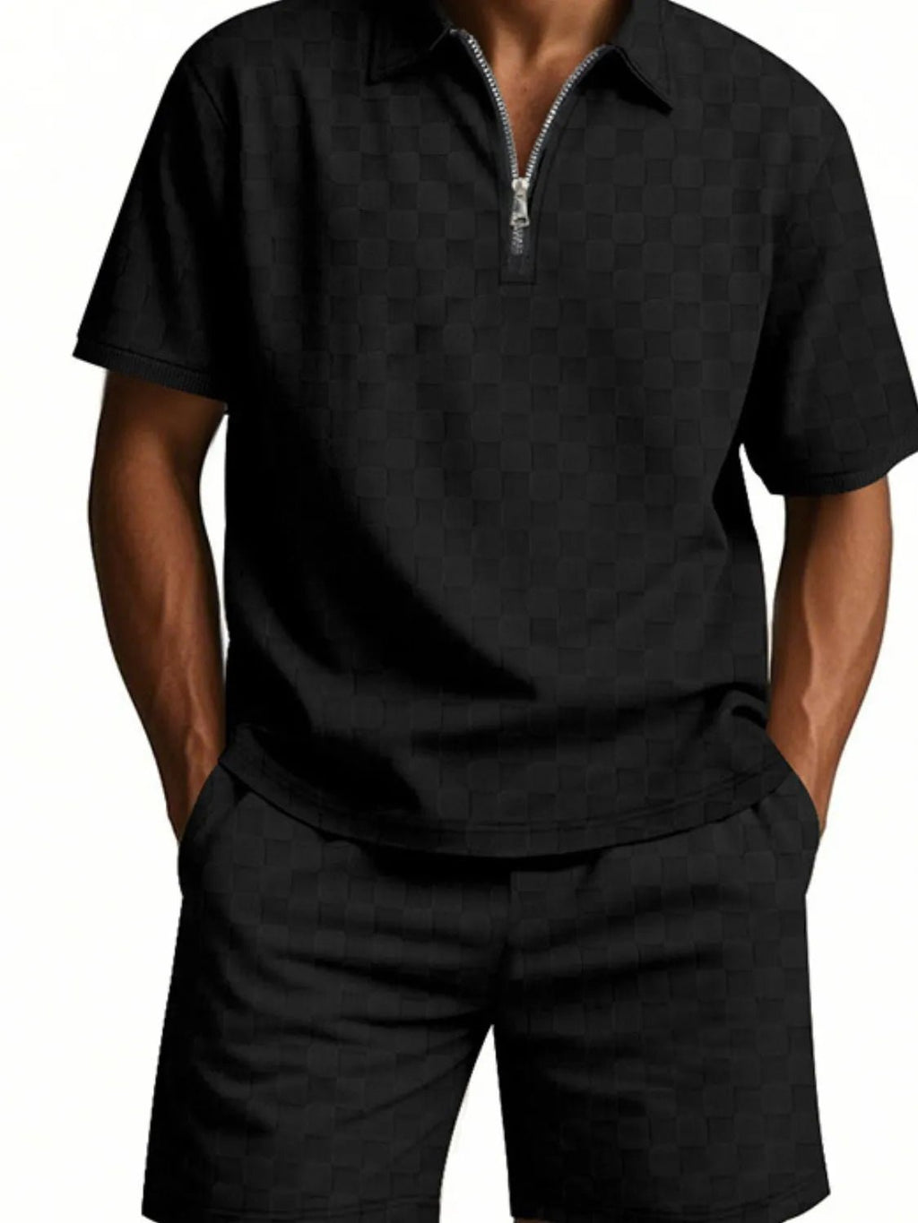 Men's Full Size Quarter Zip Short Sleeve Top and Shorts Set - ꫀꪶꫀᧁꪖꪀᥴꫀ꠸ᠻꪗ~ 𝔈𝔪𝔟𝔯𝔞𝔠𝔢 𝔈𝔩𝔢𝔤𝔞𝔫𝔠𝔢