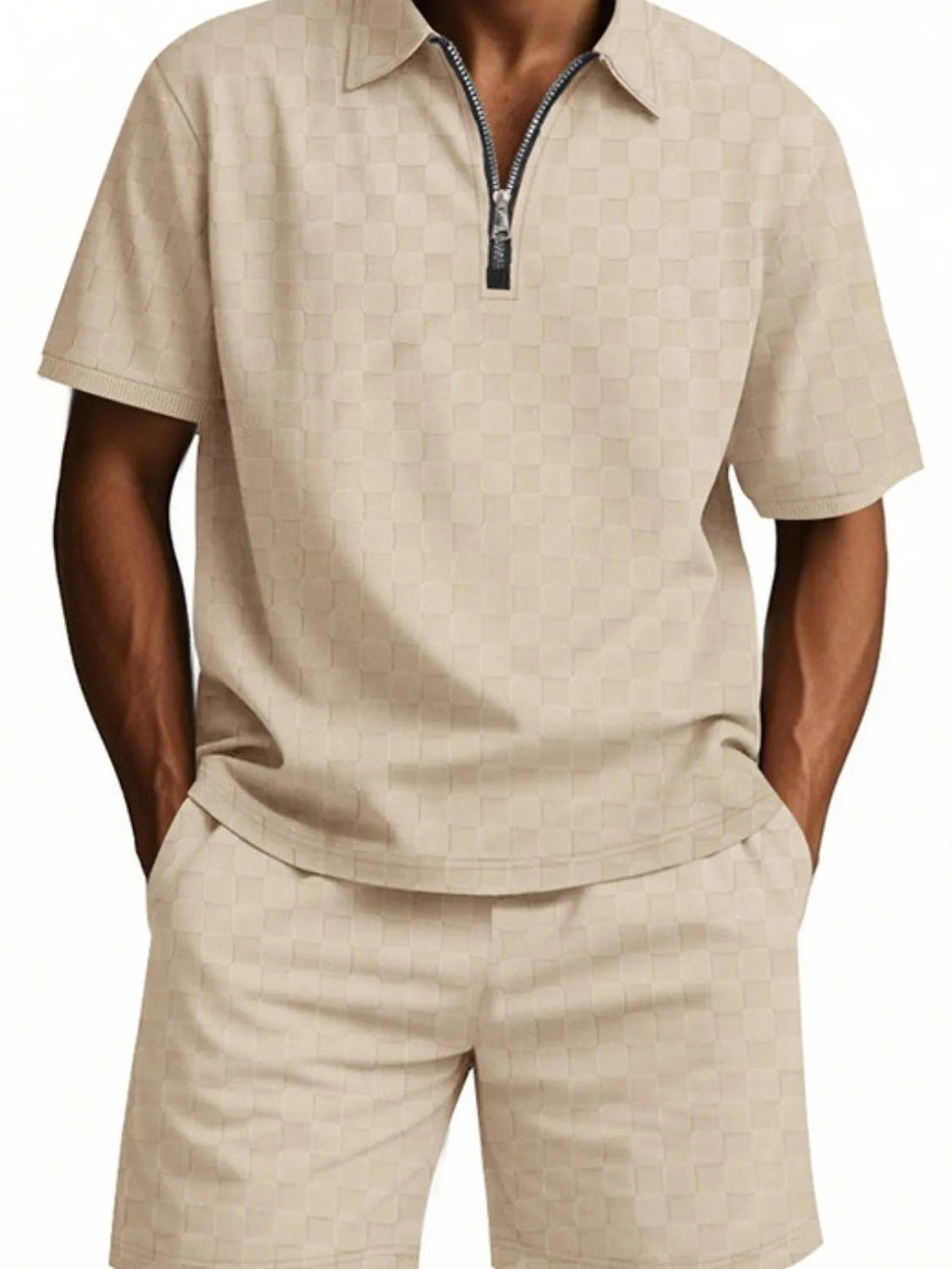 Men's Full Size Quarter Zip Short Sleeve Top and Shorts Set - ꫀꪶꫀᧁꪖꪀᥴꫀ꠸ᠻꪗ~ 𝔈𝔪𝔟𝔯𝔞𝔠𝔢 𝔈𝔩𝔢𝔤𝔞𝔫𝔠𝔢