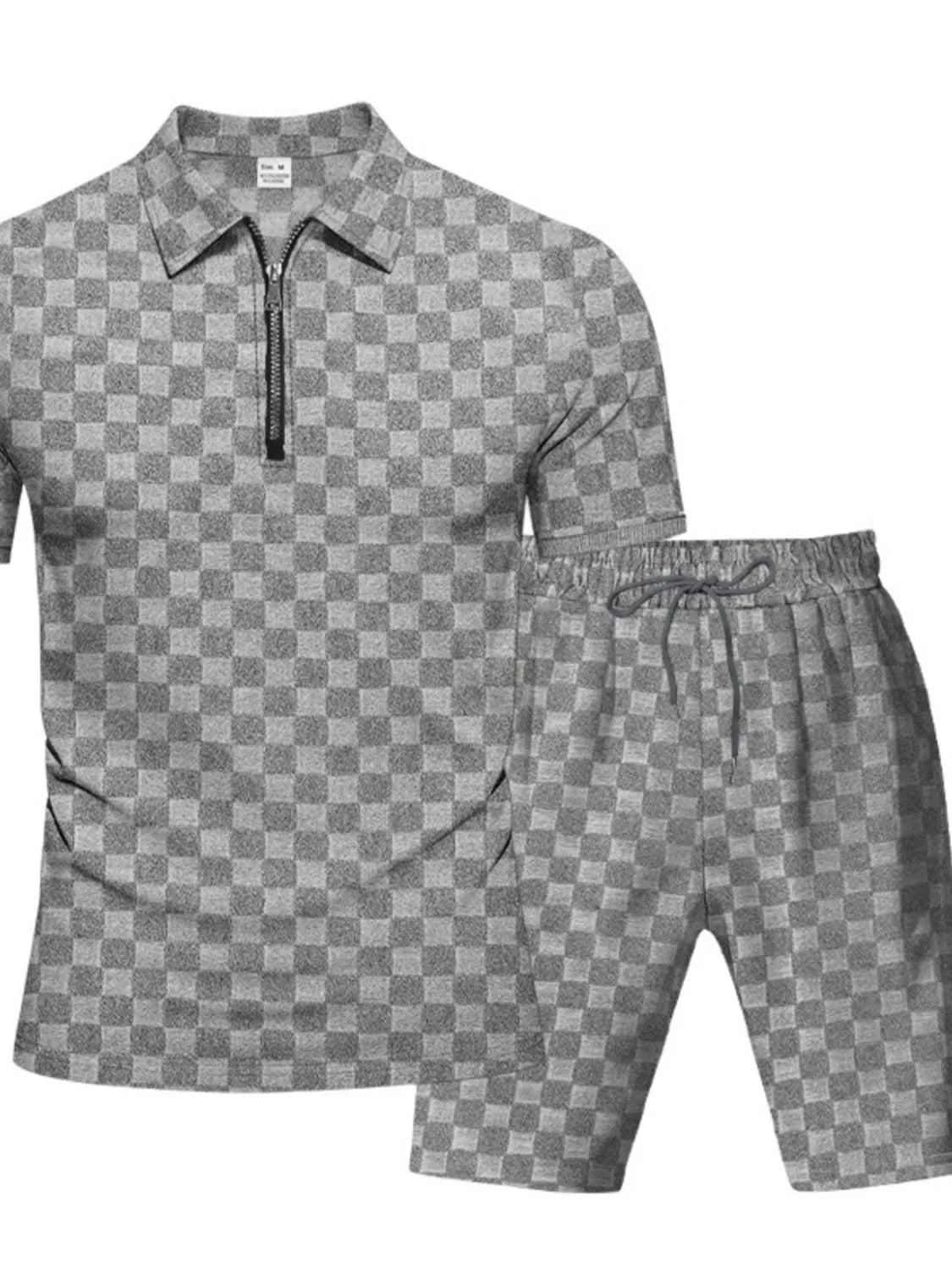 Men's Full Size Quarter Zip Short Sleeve Top and Shorts Set Plus Size - ꫀꪶꫀᧁꪖꪀᥴꫀ꠸ᠻꪗ~ 𝔈𝔪𝔟𝔯𝔞𝔠𝔢 𝔈𝔩𝔢𝔤𝔞𝔫𝔠𝔢