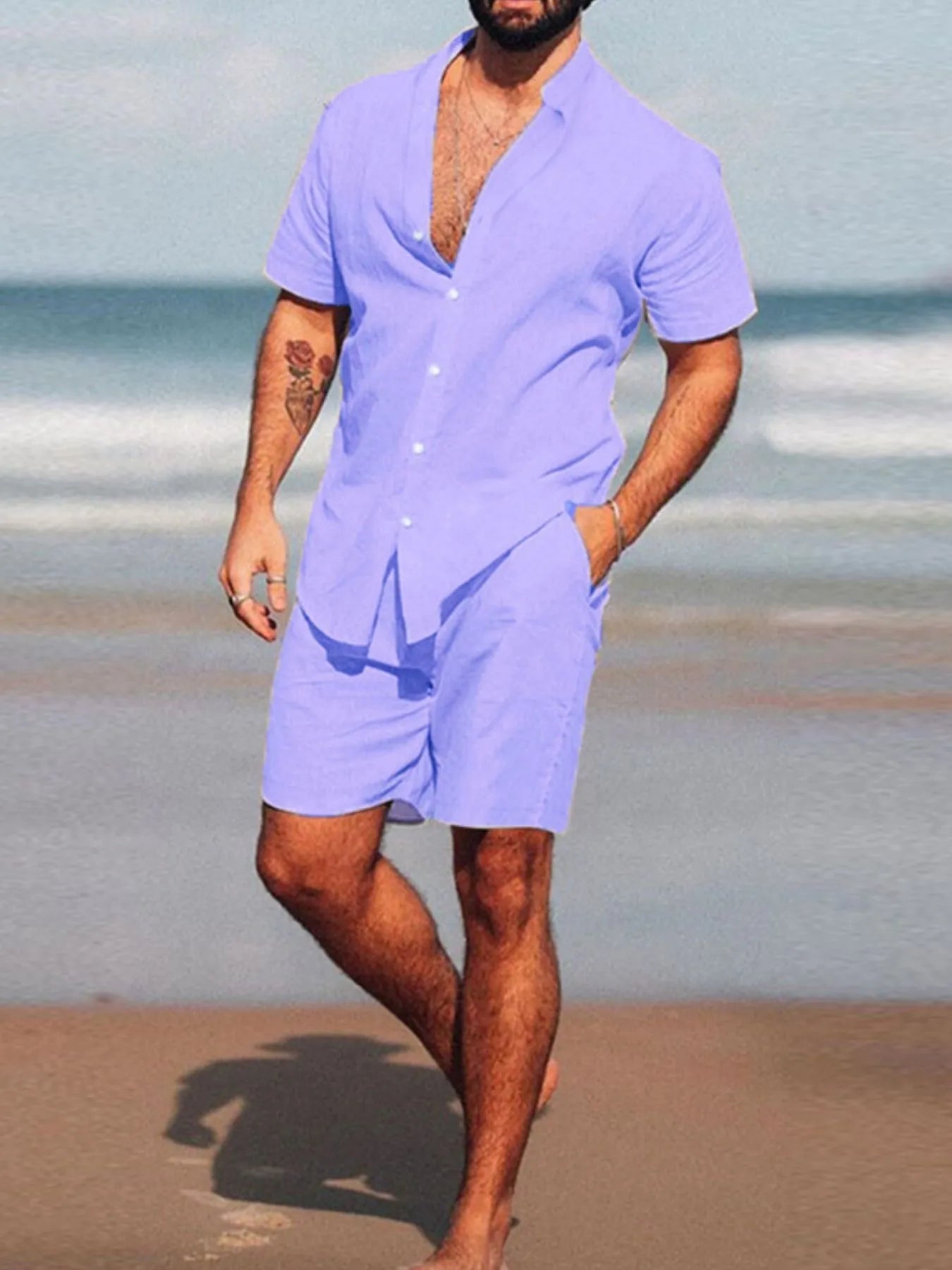 Fashion Men's Full Size Short Sleeve Shirt and Shorts Set - ꫀꪶꫀᧁꪖꪀᥴꫀ꠸ᠻꪗ~ 𝔈𝔪𝔟𝔯𝔞𝔠𝔢 𝔈𝔩𝔢𝔤𝔞𝔫𝔠𝔢
