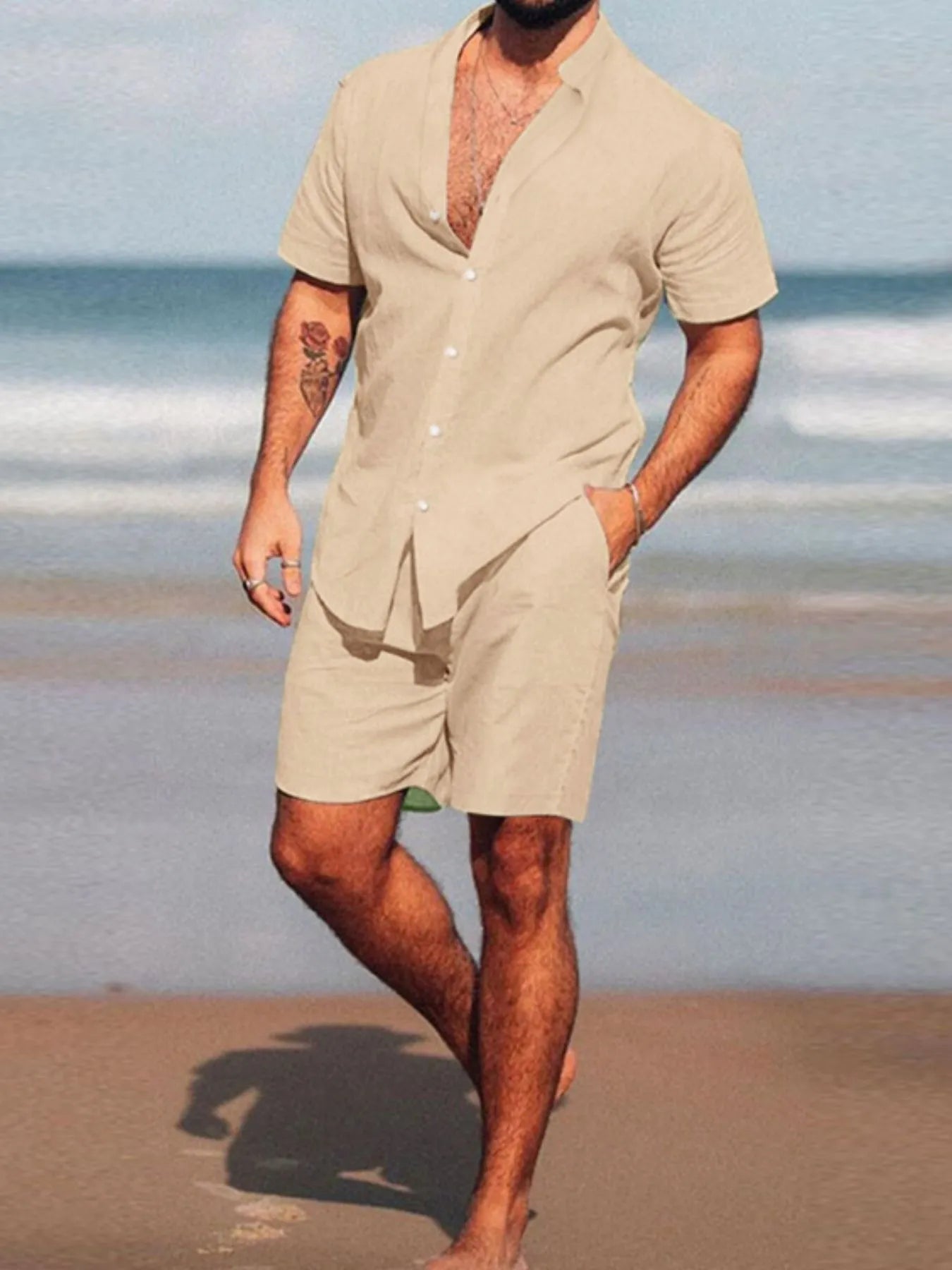Fashion Men's Full Size Short Sleeve Shirt and Shorts Set - ꫀꪶꫀᧁꪖꪀᥴꫀ꠸ᠻꪗ~ 𝔈𝔪𝔟𝔯𝔞𝔠𝔢 𝔈𝔩𝔢𝔤𝔞𝔫𝔠𝔢