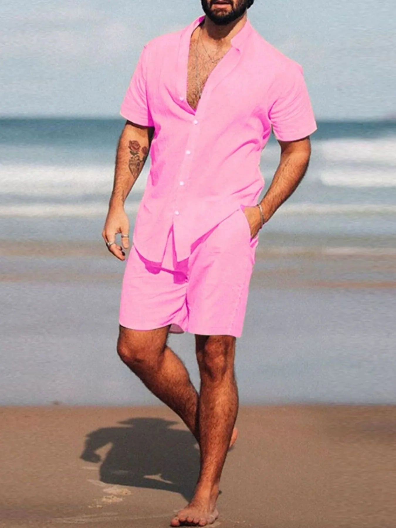 Fashion Men's Full Size Short Sleeve Shirt and Shorts Set - ꫀꪶꫀᧁꪖꪀᥴꫀ꠸ᠻꪗ~ 𝔈𝔪𝔟𝔯𝔞𝔠𝔢 𝔈𝔩𝔢𝔤𝔞𝔫𝔠𝔢