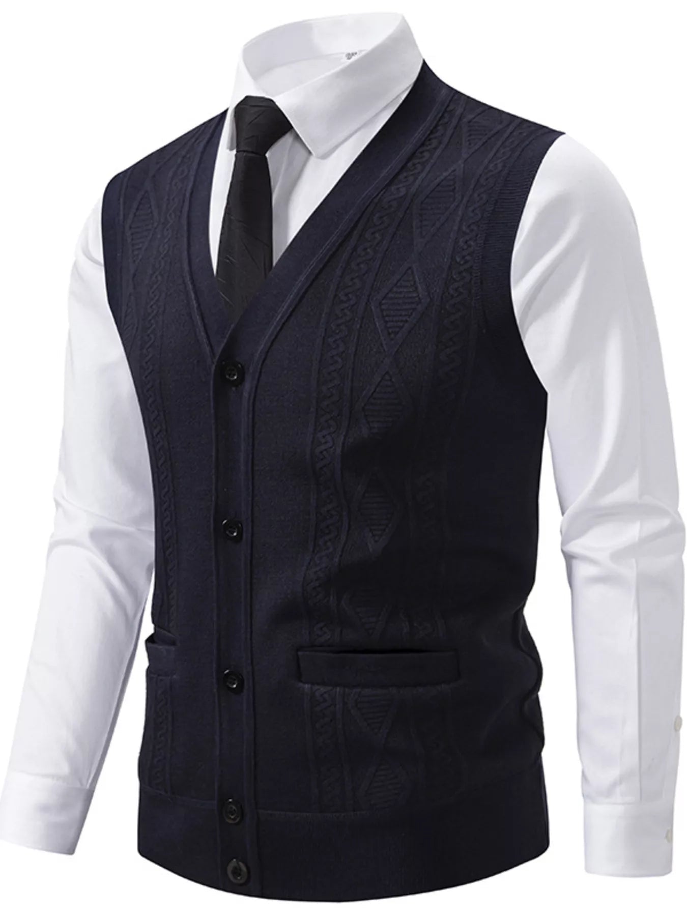 Men's Elegant Button-Down Sweater Vest - ꫀꪶꫀᧁꪖꪀᥴꫀ꠸ᠻꪗ~ 𝔈𝔪𝔟𝔯𝔞𝔠𝔢 𝔈𝔩𝔢𝔤𝔞𝔫𝔠𝔢
