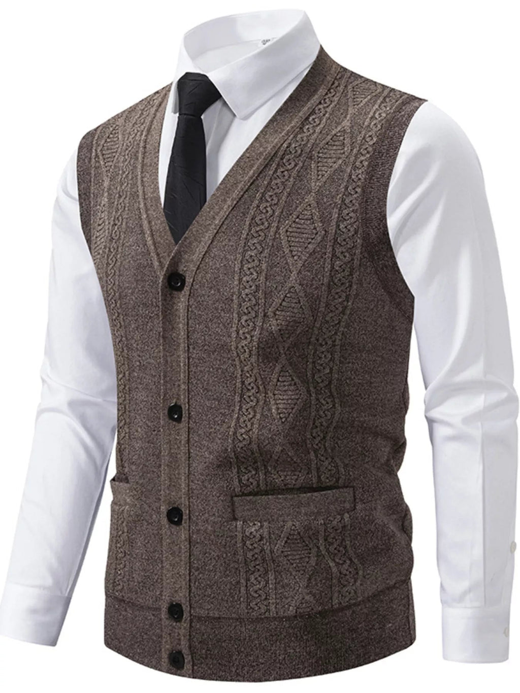 Men's Elegant Button-Down Sweater Vest - ꫀꪶꫀᧁꪖꪀᥴꫀ꠸ᠻꪗ~ 𝔈𝔪𝔟𝔯𝔞𝔠𝔢 𝔈𝔩𝔢𝔤𝔞𝔫𝔠𝔢